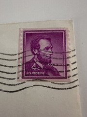 Stamp Used Ungraded Lincoln 4 Cent Purple on Envelope