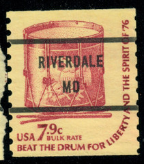 USA – 1976 – Americana Issue – Instruments – Drum – Coil – 7.9¢ – #3890