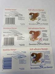 US SCOTT 3 BOOKS OF 17 USA EAGLE & SHIELD STAMPS 29 CENT FACE MNH