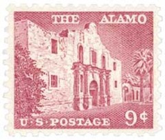 # 1043 – 1956 Liberty Series – 9¢ The Alamo ~ USA ~ Used 1 Stamp +2 FREE