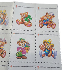 American Lung Association Vintage Stamps Bears Cowboy