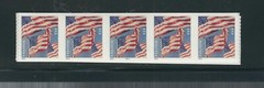 USA SC # 5656 USA FLAG/ Forever stamp . Strip of 5 PNC . MNH