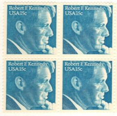 ROBERT KENNEDY–Block of 4 Collectible Unused 1979 Stamps–FREE SHIPPING