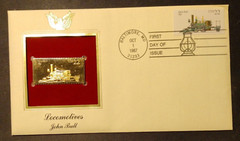 Locomotives 1987 FIRST DAY ISSUE 22 CENT STAMP GOLD Baltimore, MD