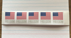 FIVE (5 PCS) 2023 FOREVER STAMPS FREEDOM AMERICAN FLAG CURRENT VALUE $.78 EACH