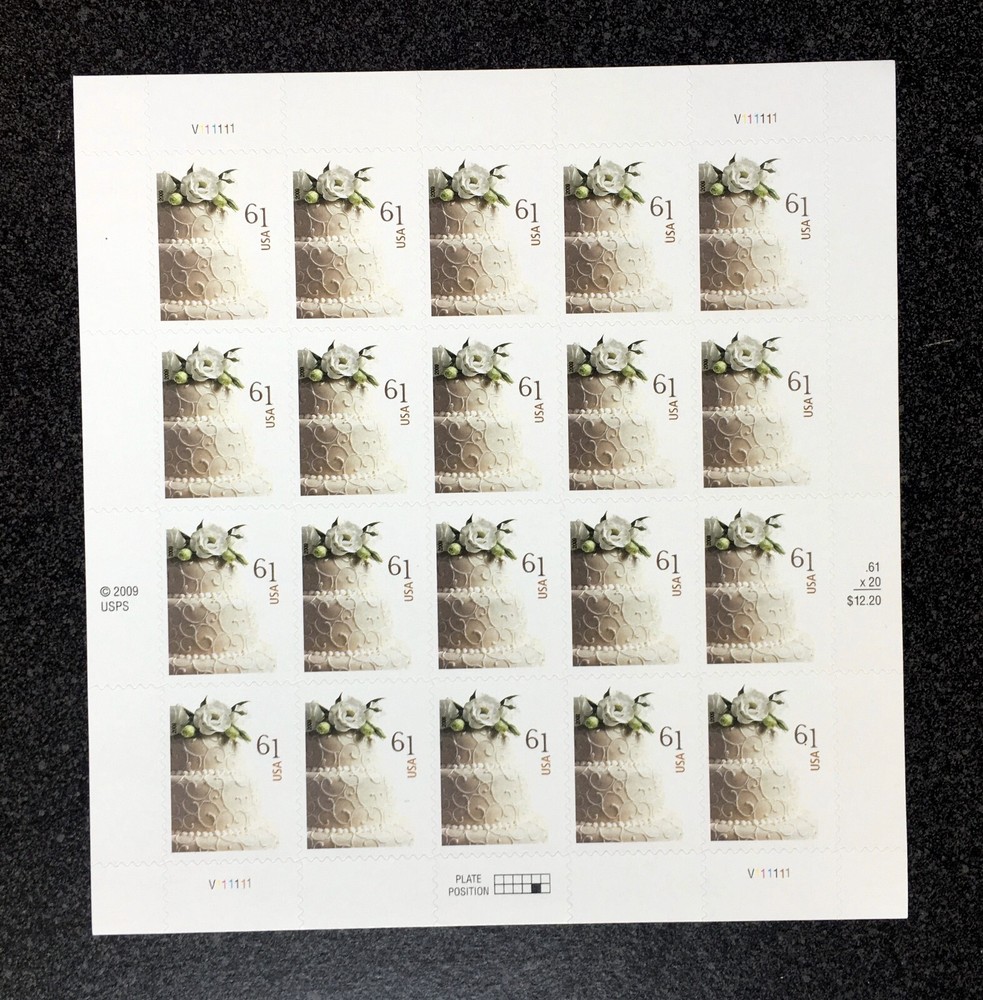 2009USA #4398 61c Wedding Cake Stamp – Sheet of 20 Mint NH