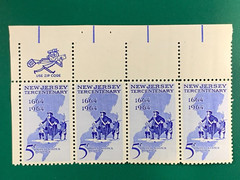 US Postage New Jersey Tercentenary 1964 5Cents Plate Block Stamps Unused [3]