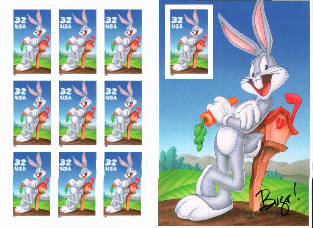 Scott#: 3137 – Bugs Bunny 10×32¢ 1997 Avery self-adhesive pane of 10 – Lot 16