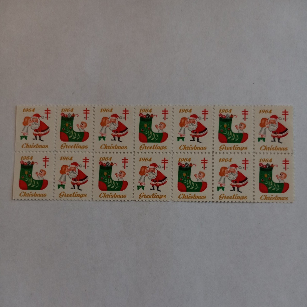 1964 US Christmas Greetings 5 Cent Stamp Strip of 12 Mint Never Hinged MNH