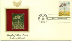 First Day Of Issue Apr 26 02 Tallahassee FL 22kt Gold Replica Northern Bobwhite