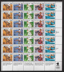 USA Stamps — Full Pane of 35 — 1990, Olympians #2496-2500 — MNH