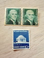 Thomas Jefferson 1 cent Postage Stamps 1968 + 10 Cent We Hold Truths (Lot of 3)