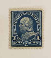 US Scott #264 1 cent Single stamp blue Franklin Perf 12 1895 NG NH Unused J118