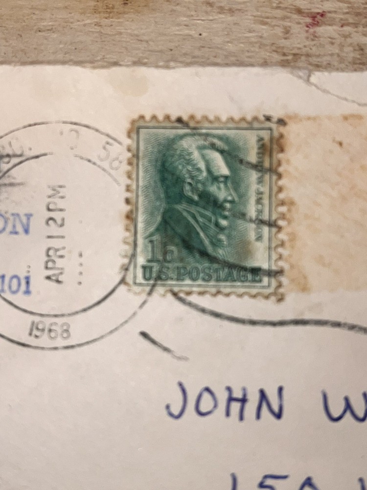 Vintage 1963, Andrew Jackson, 1 Cent Stamp, Green RARE