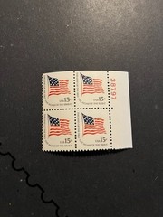 Scott #1597. 15c Fort McHenry Flag plate block of 4. MNH. free shipping.