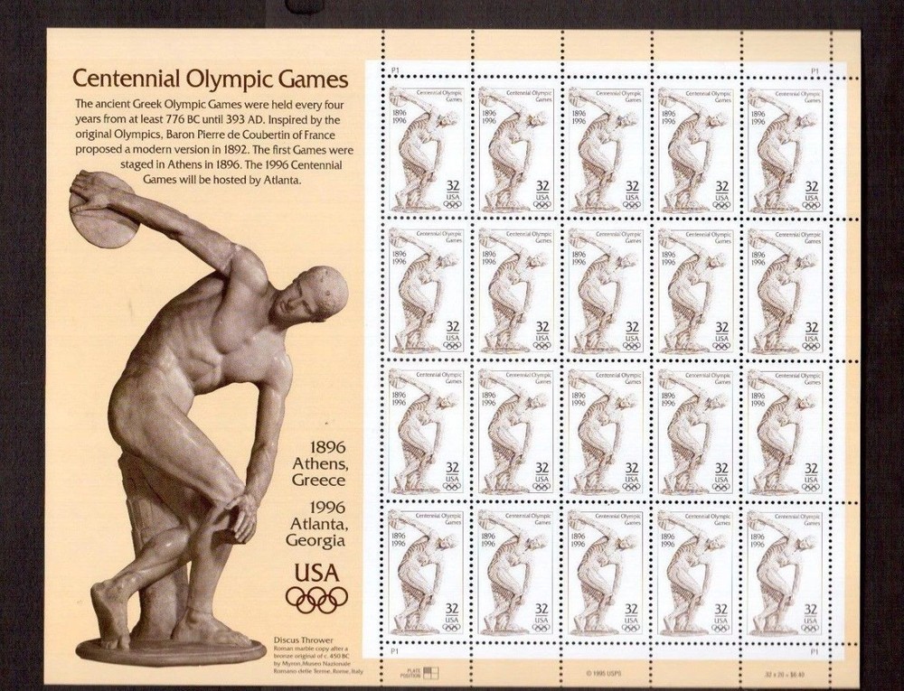 STAMPS Centennial Olympic Games Atlanta Georgia 1996 FULL SHEET # 3087 32 cent