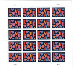 US SCOTT 5543 PANE OF 20 LOVE FOREVER STAMPS MNH