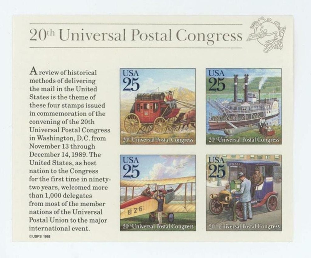 Lot of 10 Souvenir Sheets of 4 20Th Postal Congress 25-Cent Stamps MNH
