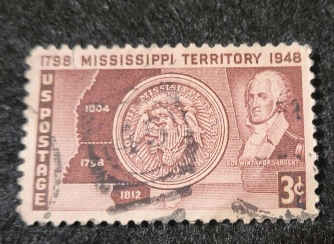 # 955 – 1948 3c Mississippi Territory ~ USA Used Stamp +2 FREE
