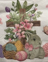 TWO Paper LUNCHEON Decoupage Art Craft Napkins – EASTER BUNNY RABBIT/cross
