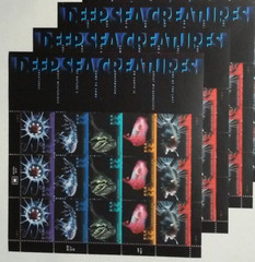 Three Sheets x 15 = 45 of DEEP SEA CREATURES 33¢ US USA Stamps Scott # 3439-3443