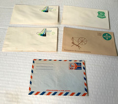 5 Vintage 1970 USA Postal Envelope Printed Postage 13 & 11 Cents Air mail Unused