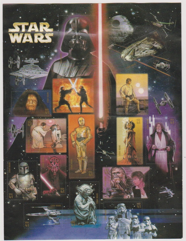 One sheet of STAR WARS Character Anniversary Set US # 4143 & One of YODA # 4205