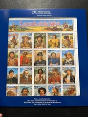 USPS 1994 Legends of the West ERROR. 29c sheet of 20. Sealed Bill Pickett error.