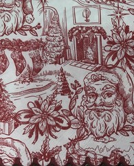 Two Paper BEVERAGE Decoupage Craft Napkins Red White Toile Fireplace Santa 5”x5