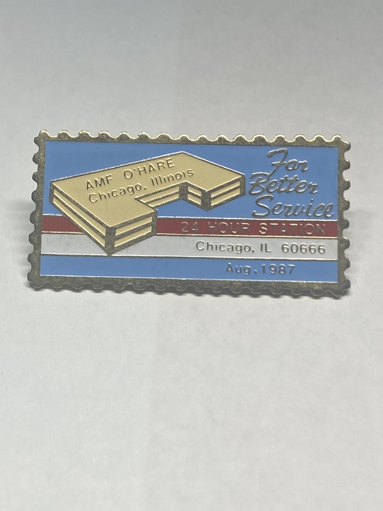 USPS 1987 AMF OHARE Chicago Postal Hat Lapel Pin