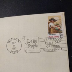 New Jersey Statehood 1987 FIRST DAY ISSUE 22 CENT STAMP GOLD 200th Anniversary