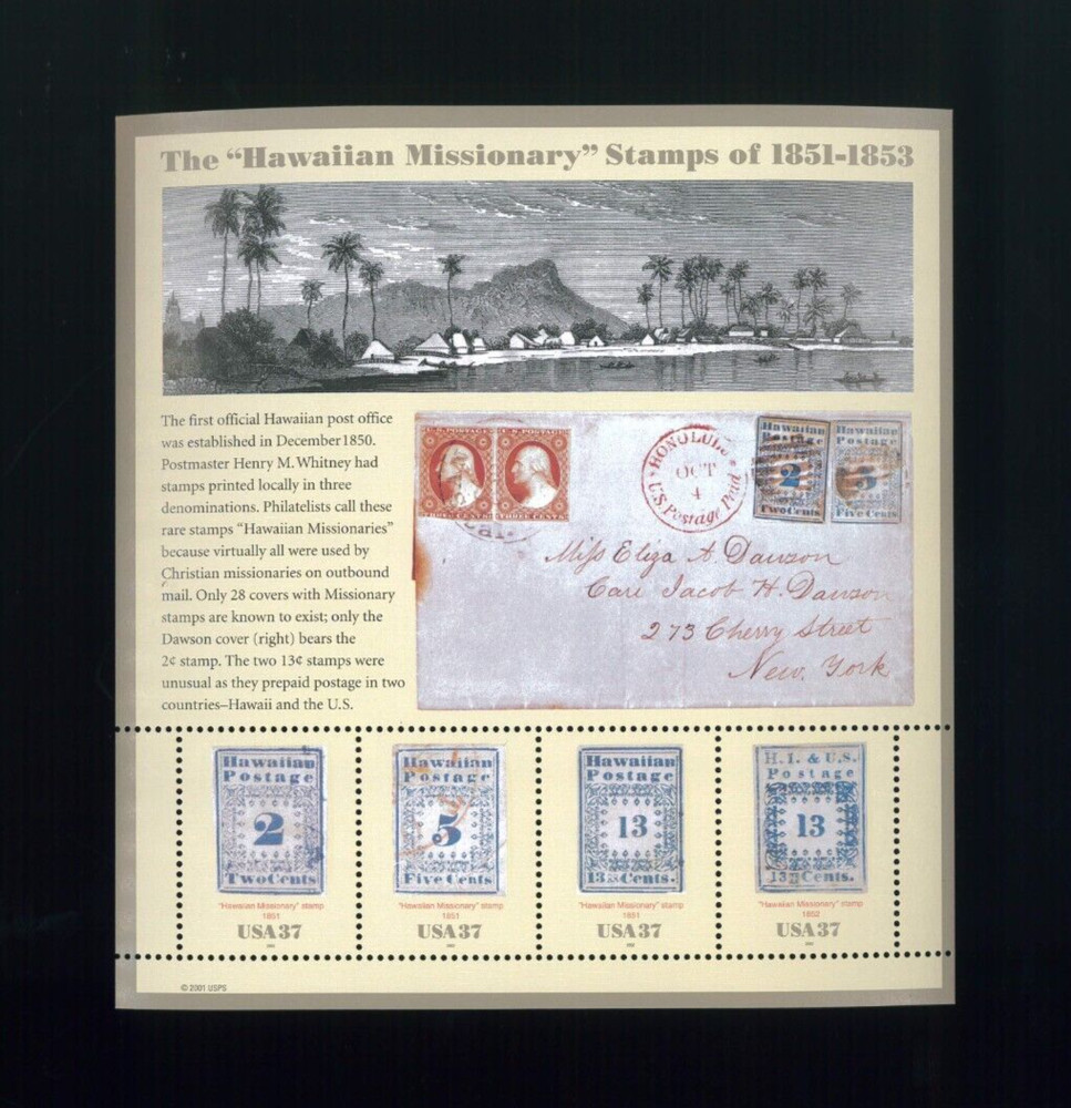 United States 37¢ HAWAIIAN MISSIONARIES Postage Stamp #3694 MNH Full Sheet