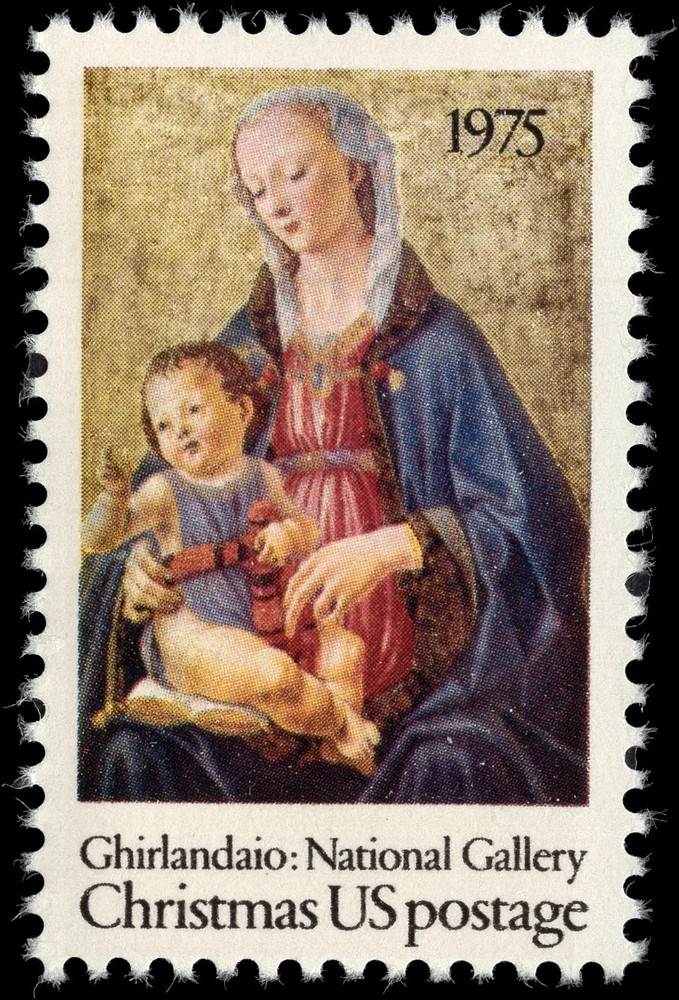USA 1975 – Madonna by Ghirlandaio, Christmas 😎 MNH 10 Cents Stamp – Sc. #1579