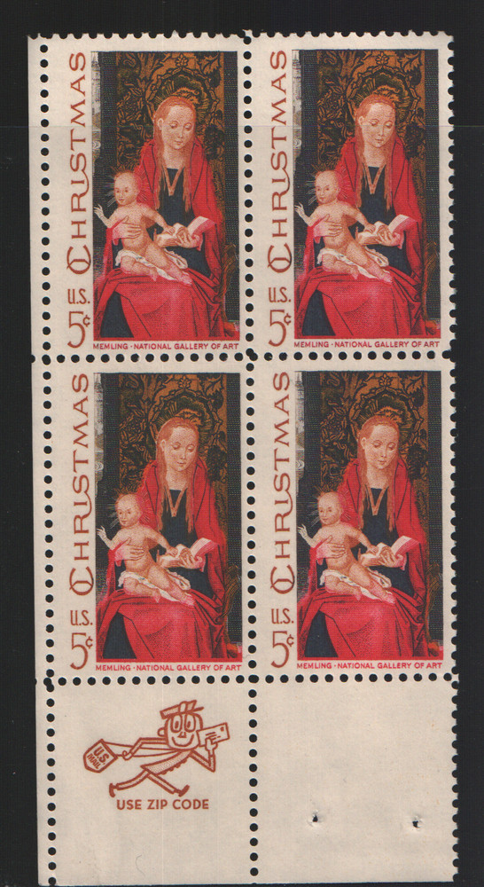 1967 5c Madonna & Child Block of Four Scott #1336 ST218