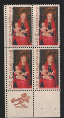 1967 5c Madonna & Child Block of Four Scott #1336 ST218