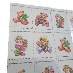 American Lung Association Vintage Stamps Bears Cowboy