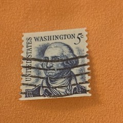 Vintage George Washington Blue 5 Cent Stamp (12)