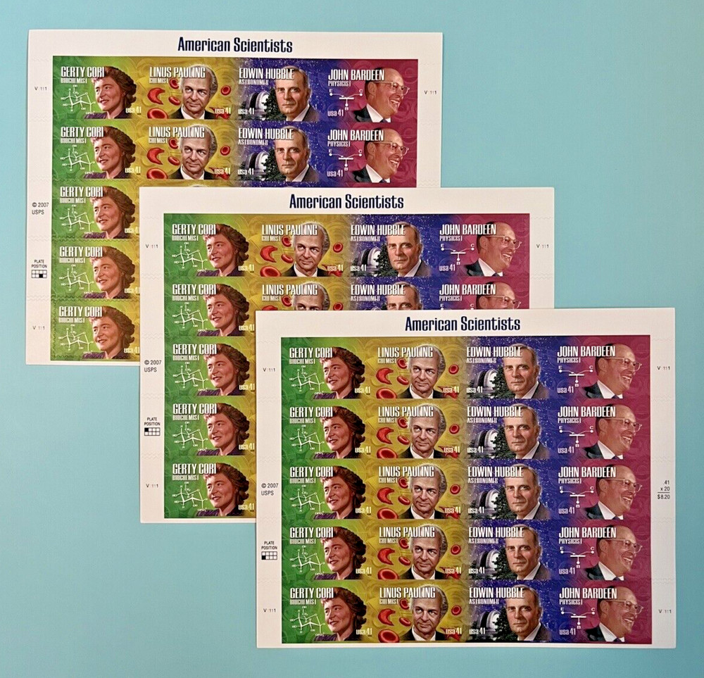 #4224-4227 AMERICAN SCIENTISTS 41¢ – 3 Sheets x 20 = 60 Stamps – FV$24.60