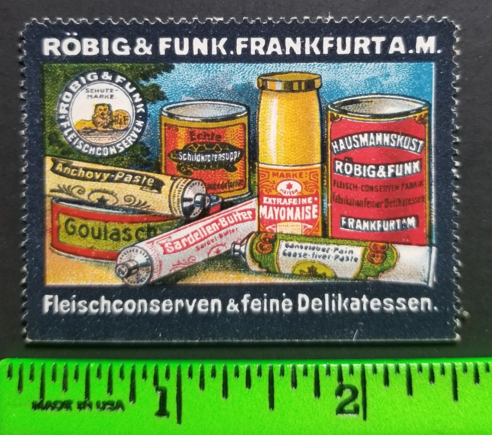 Vintage Robig & Funk Deli Frankfurt Germany Poster Stamp