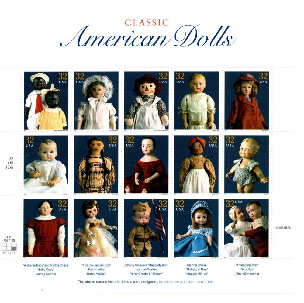 US SCOTT #3151 32 cent American Dolls Souvenir sheet OF 20 STAMPS