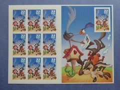 US Scott # 3392 Roadrunner & Coyote 10x 33c MNH Souvenir Sheet w/ 1 IMPERF