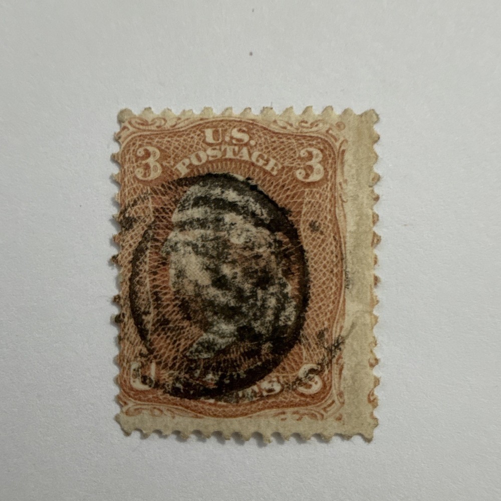 1861-62 U.S. 3 Cent George Washington Postage Stamp Brown Single, Used