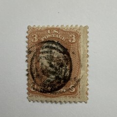 1861-62 U.S. 3 Cent George Washington Postage Stamp Brown Single, Used