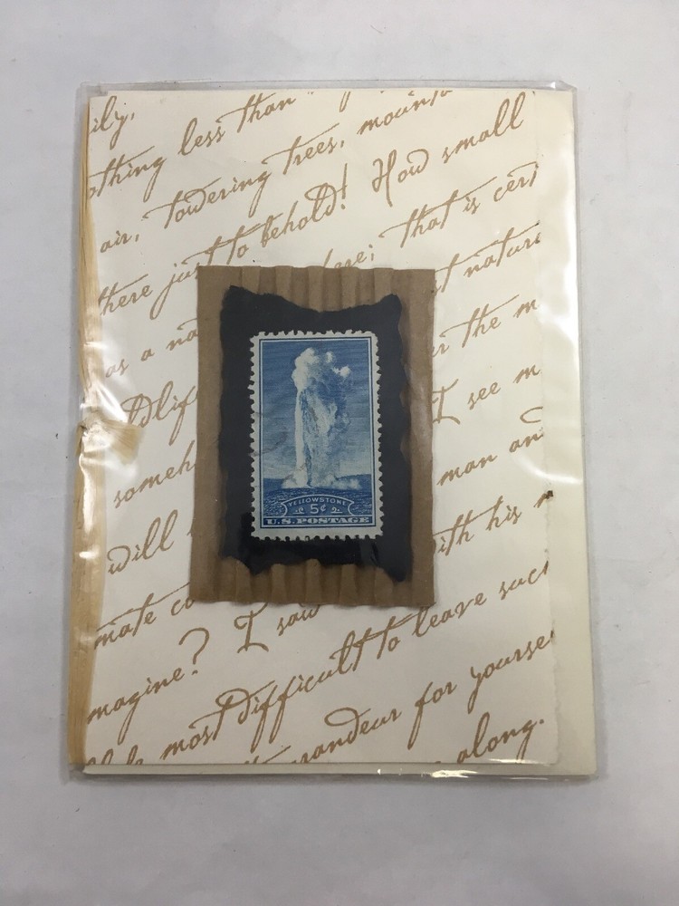 1934 Yellowstone 5 Cent Stamp with Handmade Card and Envelope
