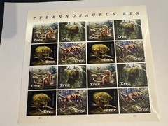 USPS New Tyrannosaurus Rex Pane Sheet 16 Forever Stamps T-Rex Trex Dinosaur 🦖