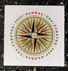 2025USA Global Forever Rate – Compass Rose – Single Stamp Mint postage