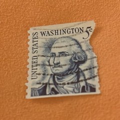 Vintage George Washington Blue 5 Cent Stamp (17)