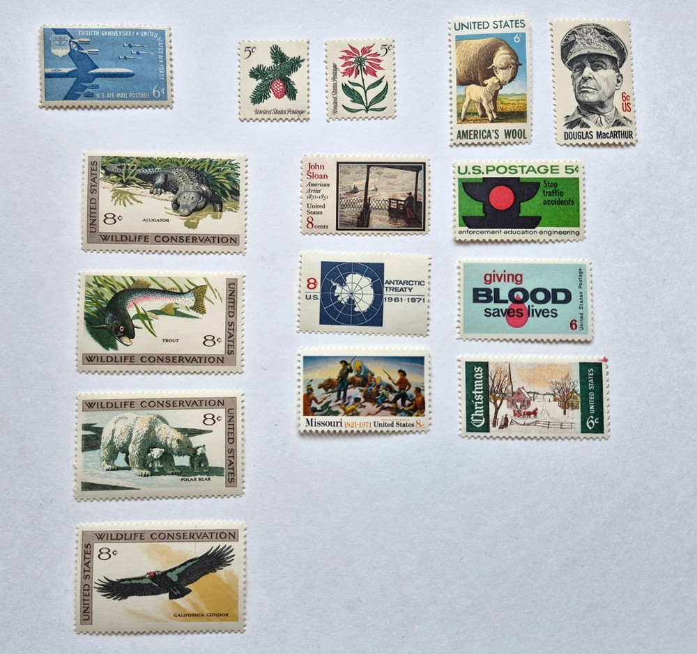 U.S. Stamps 1957-1971 Lot of 15 MNH