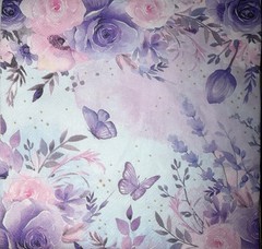 Three LUNCHEON Decoupage Napkin Butterfly Watercolor Pink Purple Flowers 6.5”