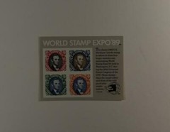US SCOTT 2433 PANE OF 4 WORLD STAMP EXPO 89 STAMPS 90 CENT FACE MNH